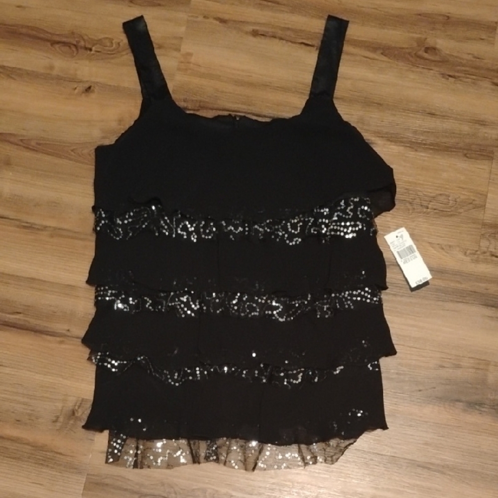 Black Sequin Layered Women's Top